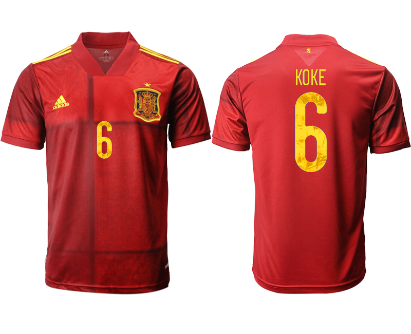 Men 2021 Europe Spain home AAA version #6 soccer jerseys